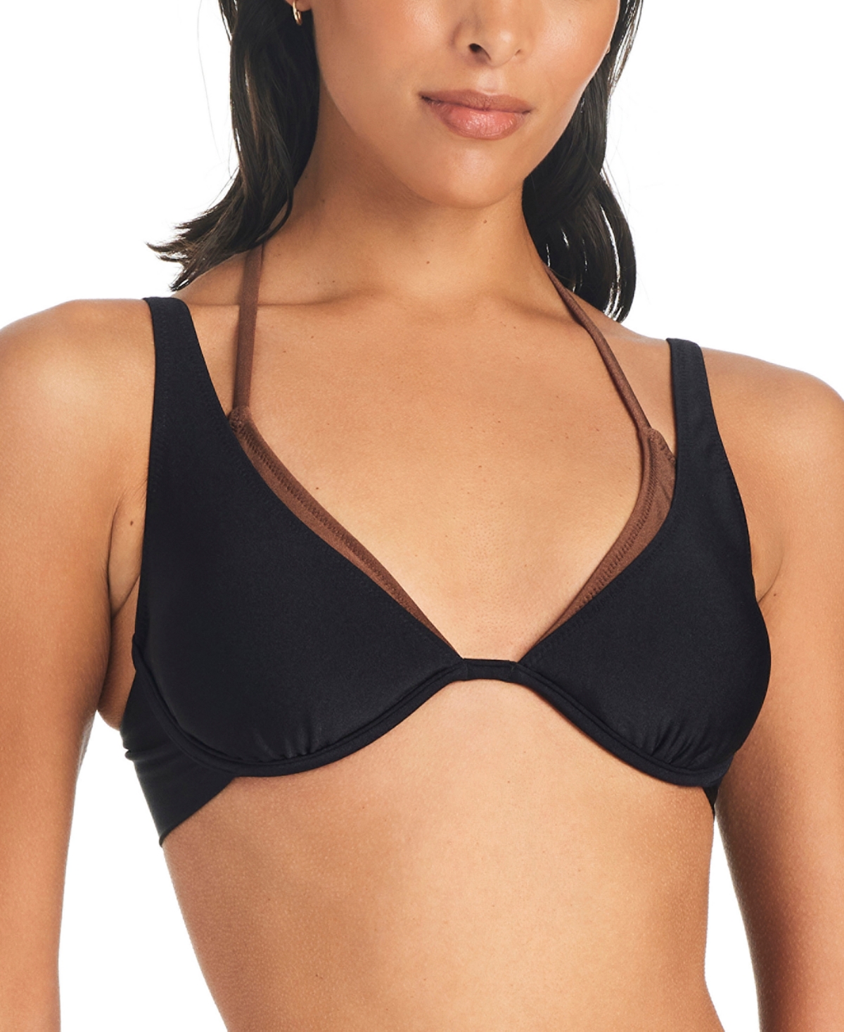 Sanctuary Women's Twice As Nice Double Layered Underwire Bikini Top -chocolate