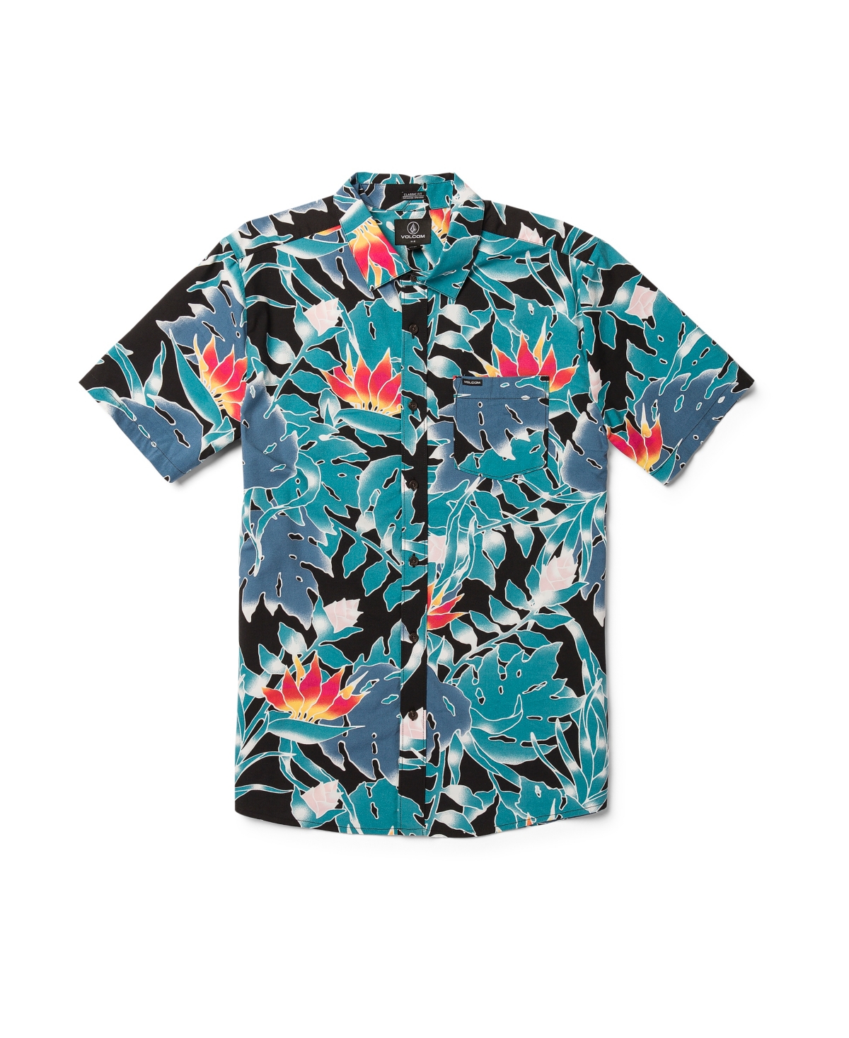 Shop Volcom Men's Leaf Pit Floral Short Sleeve Shirt In Black