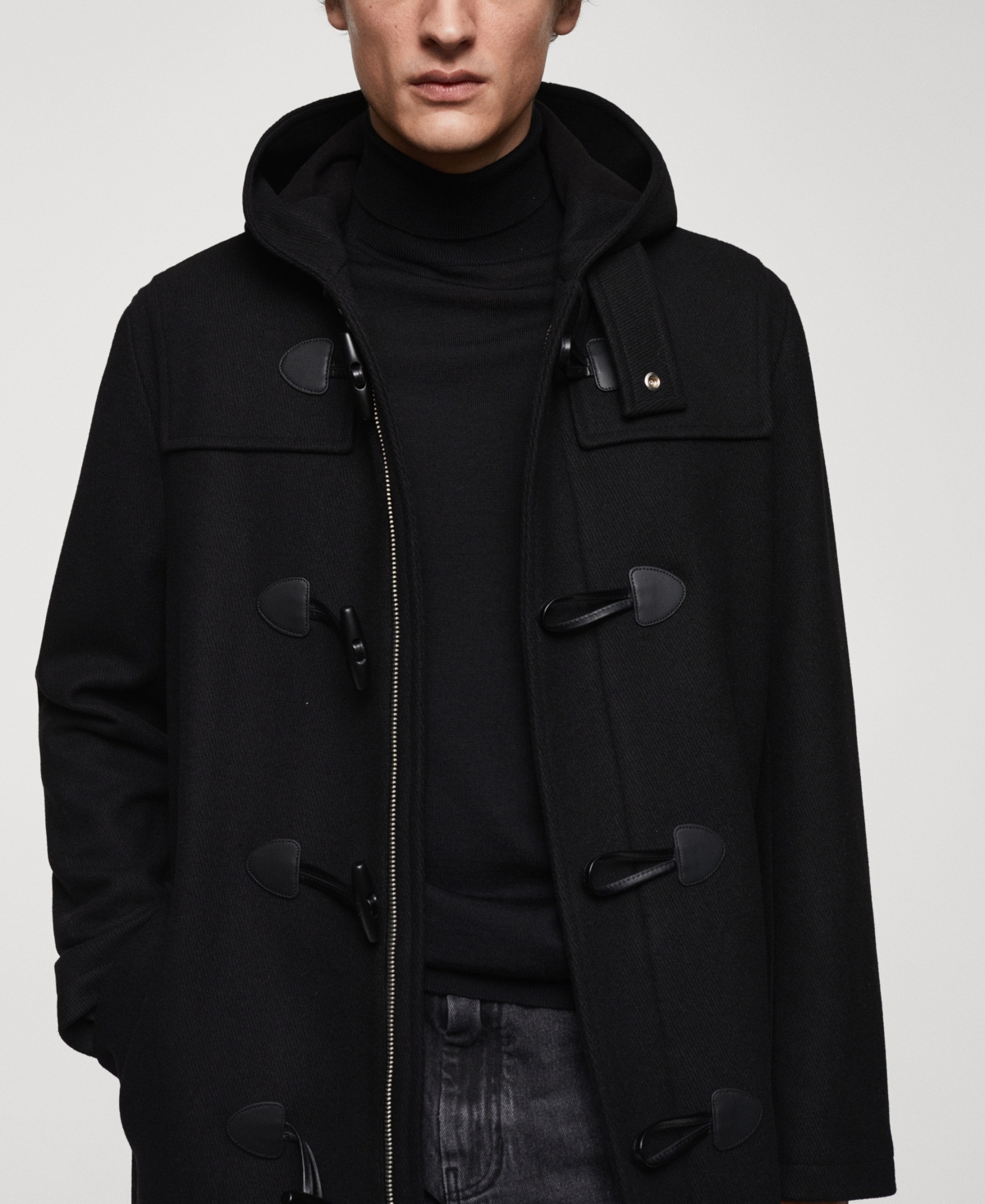 Mango Men's Wool Hooded Coat In Black