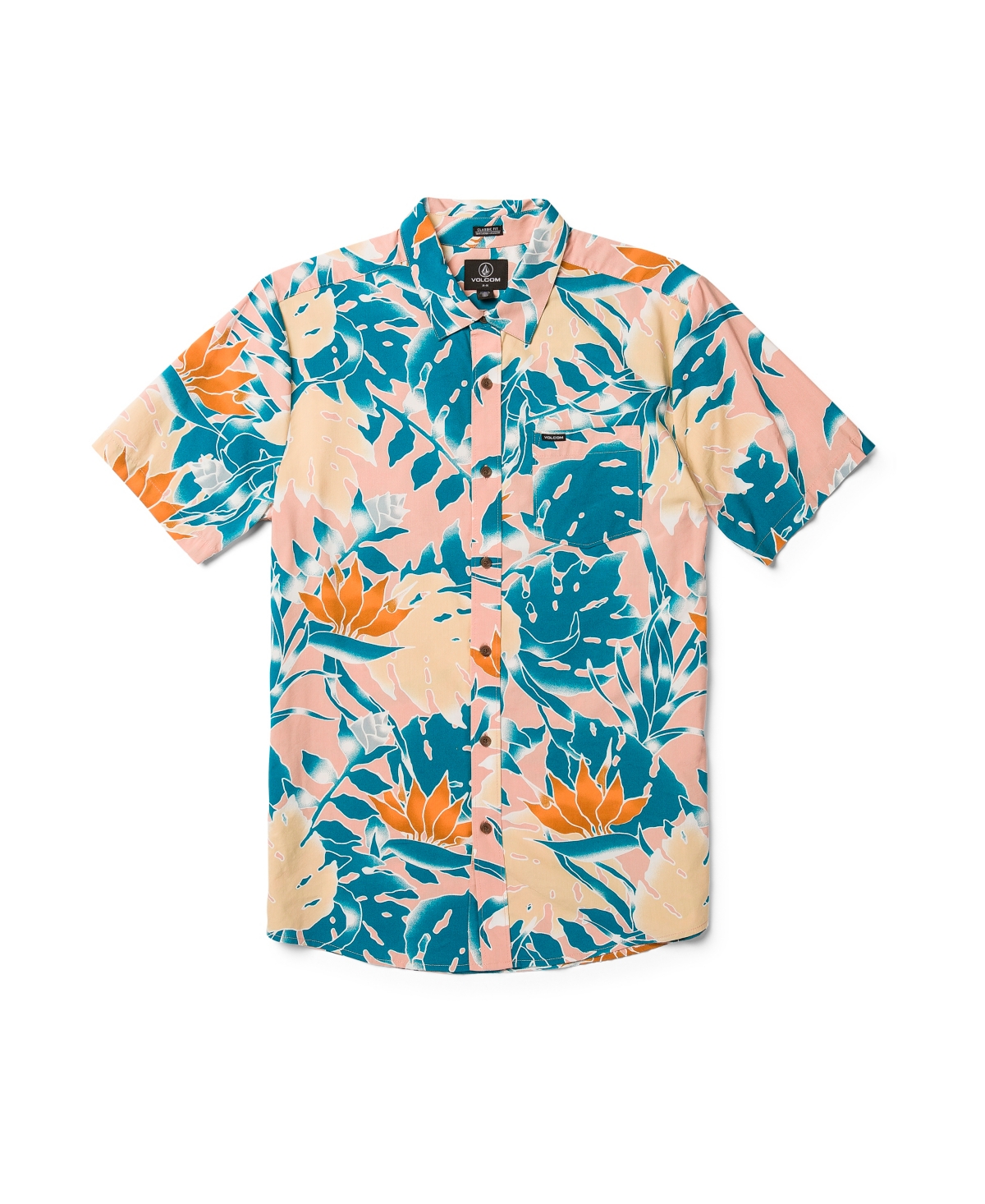 Men's Leaf Pit Floral Short Sleeve Shirt - Salmon