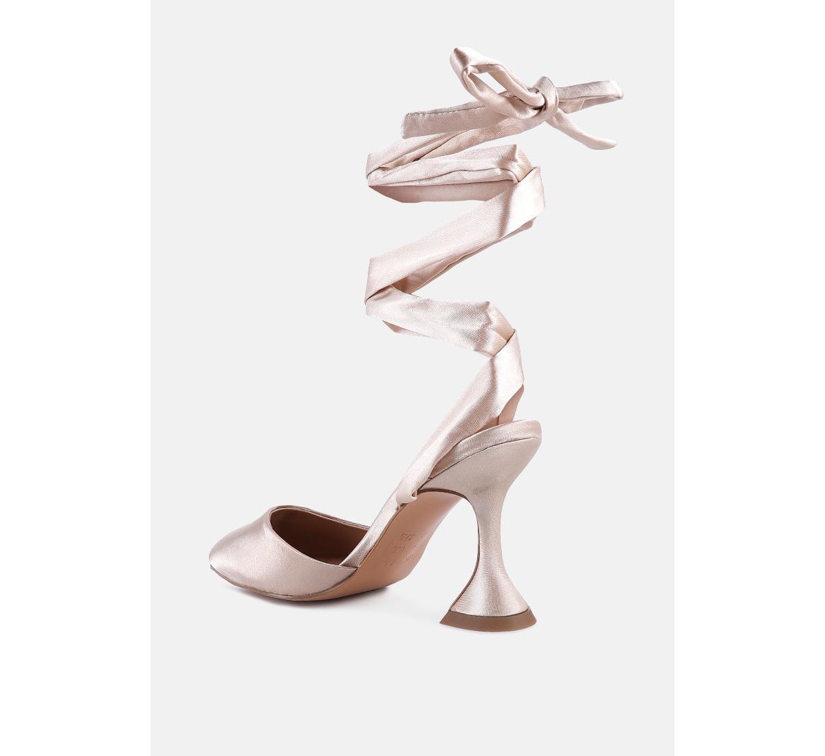 Women's Fonda Spool Heel Tie Up Satin Sandals