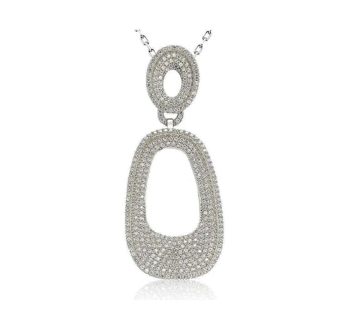 Suzy Levian Sterling Silver Cubic Zirconia Drop Dangle Pendant Necklace - White