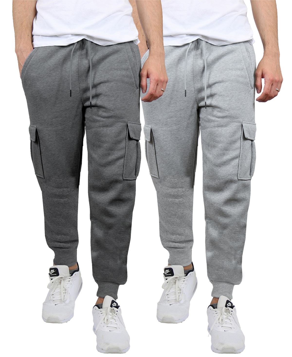 Blue Ice Men's Heavyweight Fleece-lined Cargo Jogger Sweatpants, Pack Of 2 In Charcoal-heather Gray