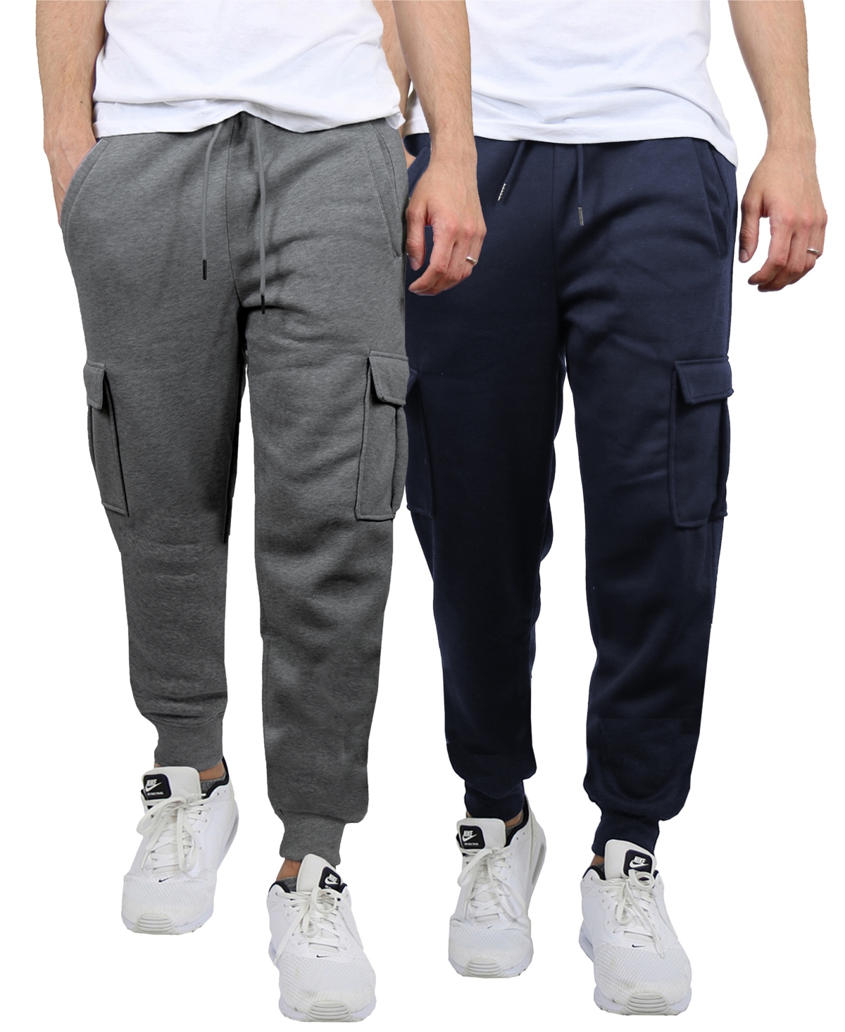 Shop Blue Ice Men's Heavyweight Fleece-lined Cargo Jogger Sweatpants, Pack Of 2 In Charcoal-navy