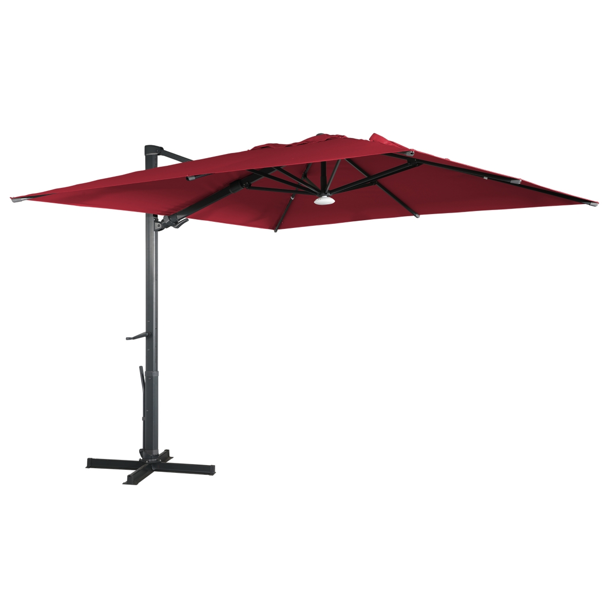 Mondawe 10ft Square Solar Led Cantilever Patio Umbrella with Bluetooth Light for Outdoor Shade