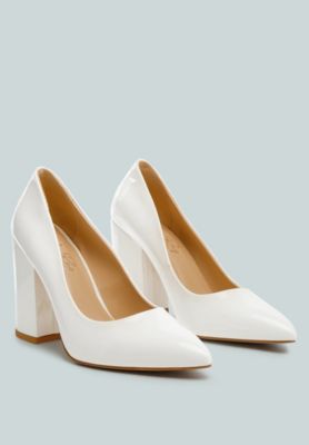 Kamira Patent Faux Leather Block Heel Pumps