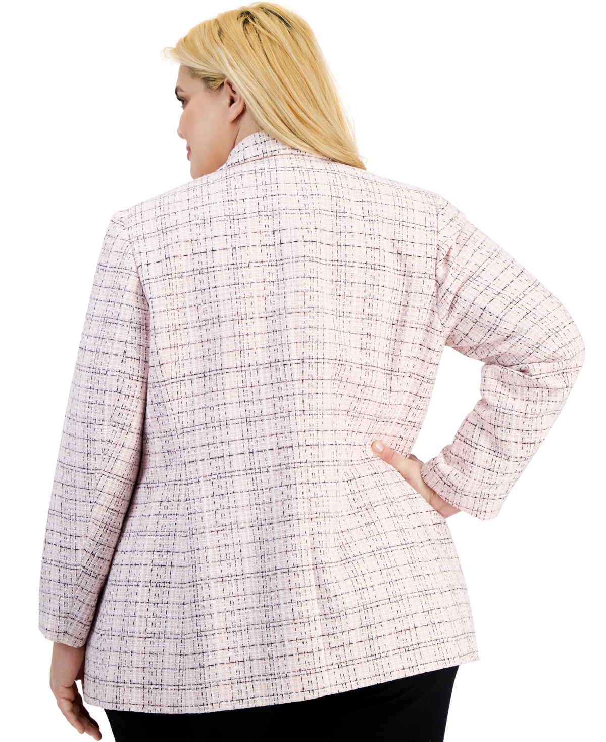 Shop Bar Iii Plus Size Tweed Open-front Blazer, Created For Macy's In Rosebud Multi