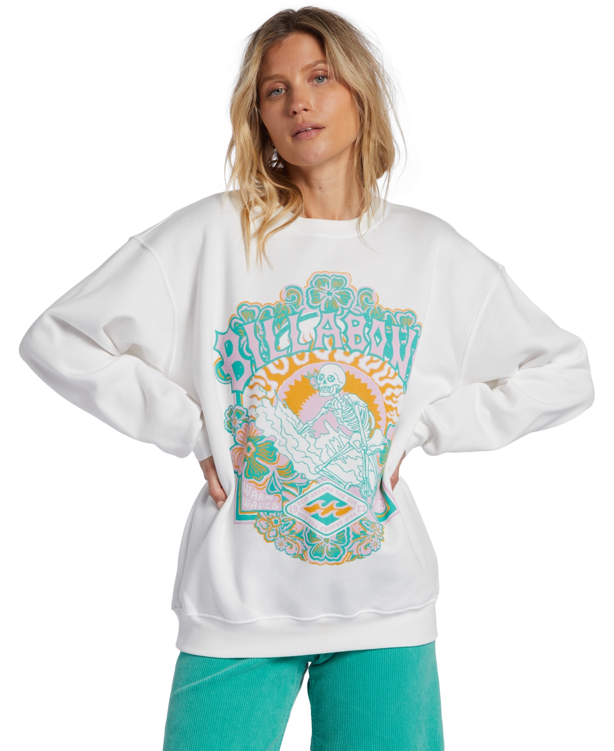 Shop Billabong Juniors' Sunny Days Crewneck Sweatshirt In Salt Crystal