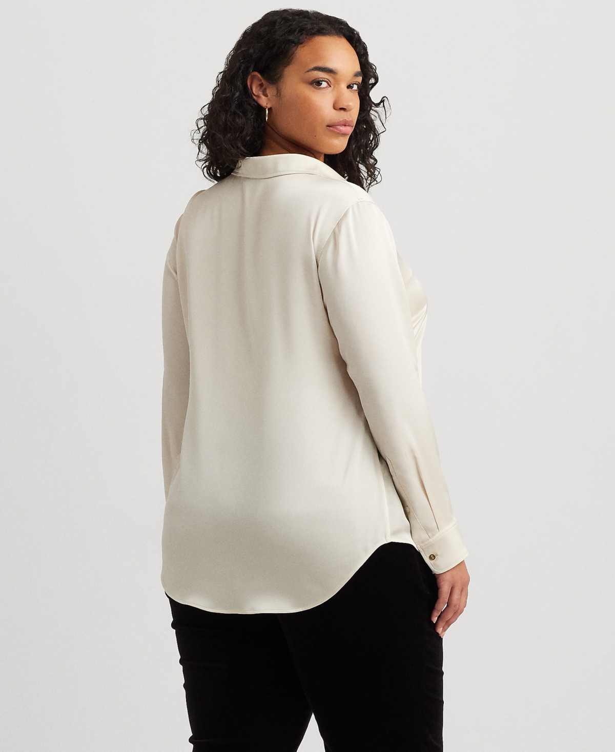 Lauren Ralph Lauren Plus Size Satin Charmeuse Shirt