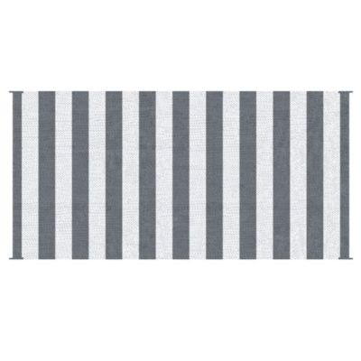 Outdoor Rug with Carry Bag 9' x 18' Plastic Straw Rug Gray & White