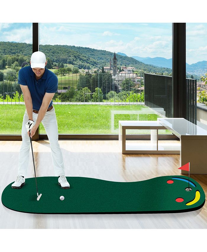 Costway 9.8FT X 3FT Par 3 Holes Golf Putting Green Mat Set for Indoor