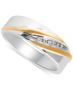 image of Beautiful Beginnings Men-s Diamond Accent Wedding Band in 14k Gold and Sterling Silver