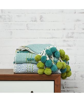 Highland Geometric Pom-Pom 50" x 60" Throw Blanket