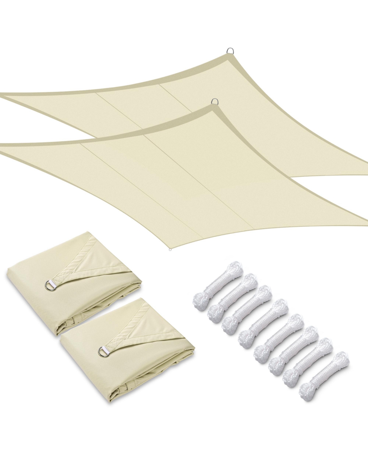 10x13 Ft 97% Uv Block Rectangle Sun Shade Sail Top Canopy Outdoor Patio 2 Pack - Beige