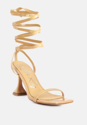 Women's Lewk Strappy Tie Up Spool Heel Sandals