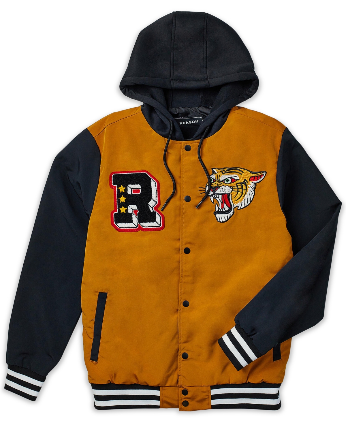 Reason Men's Tigers Varsity Hooded Jacket In Khaki