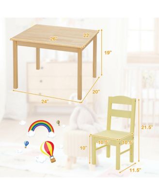 Kids 5 Piece Table Chair Set Pine Wood Multicolor Children Play Room Furniture