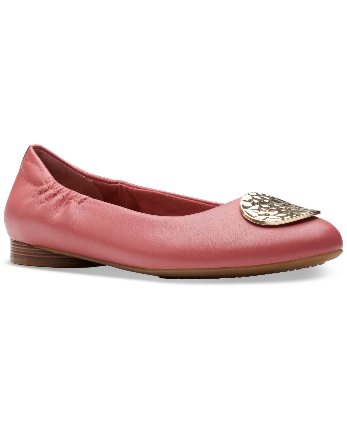 Clarks Women's Loreleigh Ave Ornament-trim Ballet Flats In Dusty Rose Leather