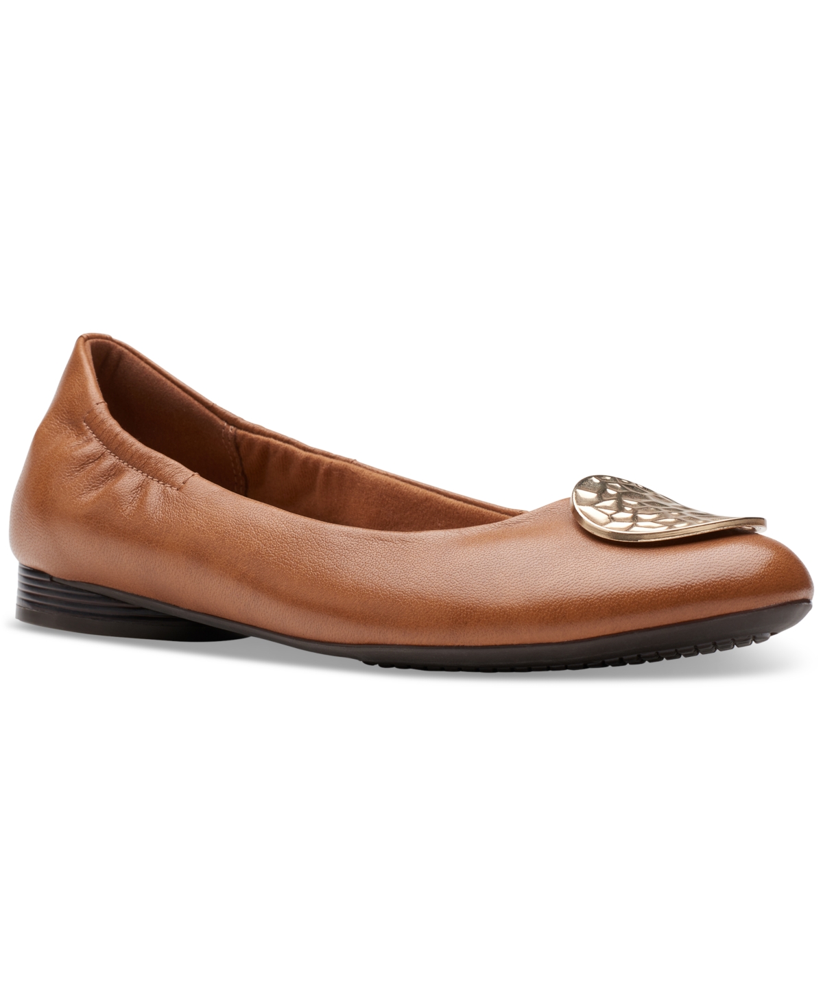 Clarks Women's Loreleigh Ave Ornament-trim Ballet Flats In Tan Leather