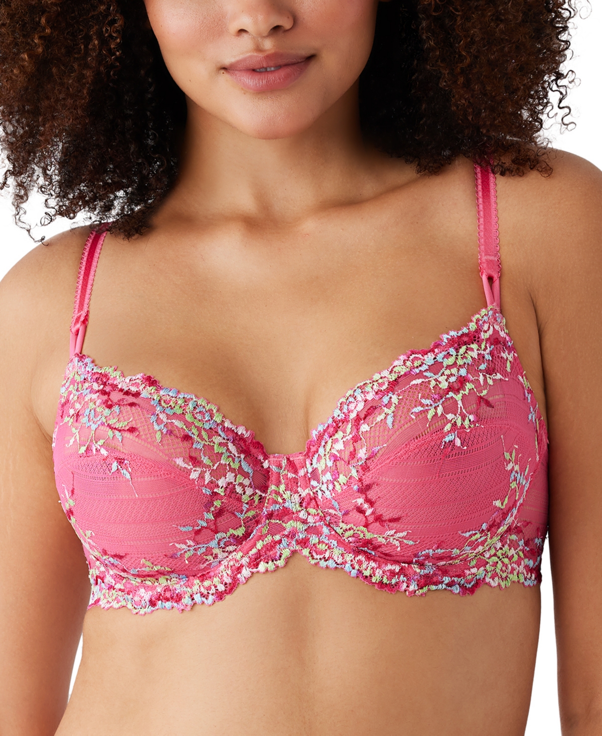 Embrace Lace Underwire Bra 65191, Up To Ddd Cup - Hot Pink/multi
