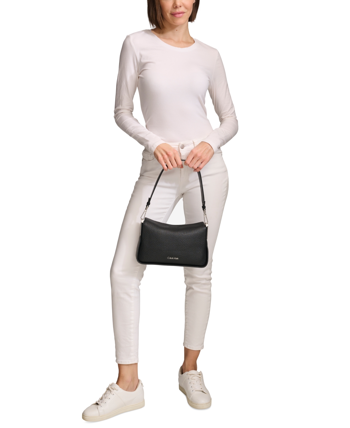 Shop Calvin Klein Fay Demi Shoulder With Magnetic Top Closure In Dove Grey