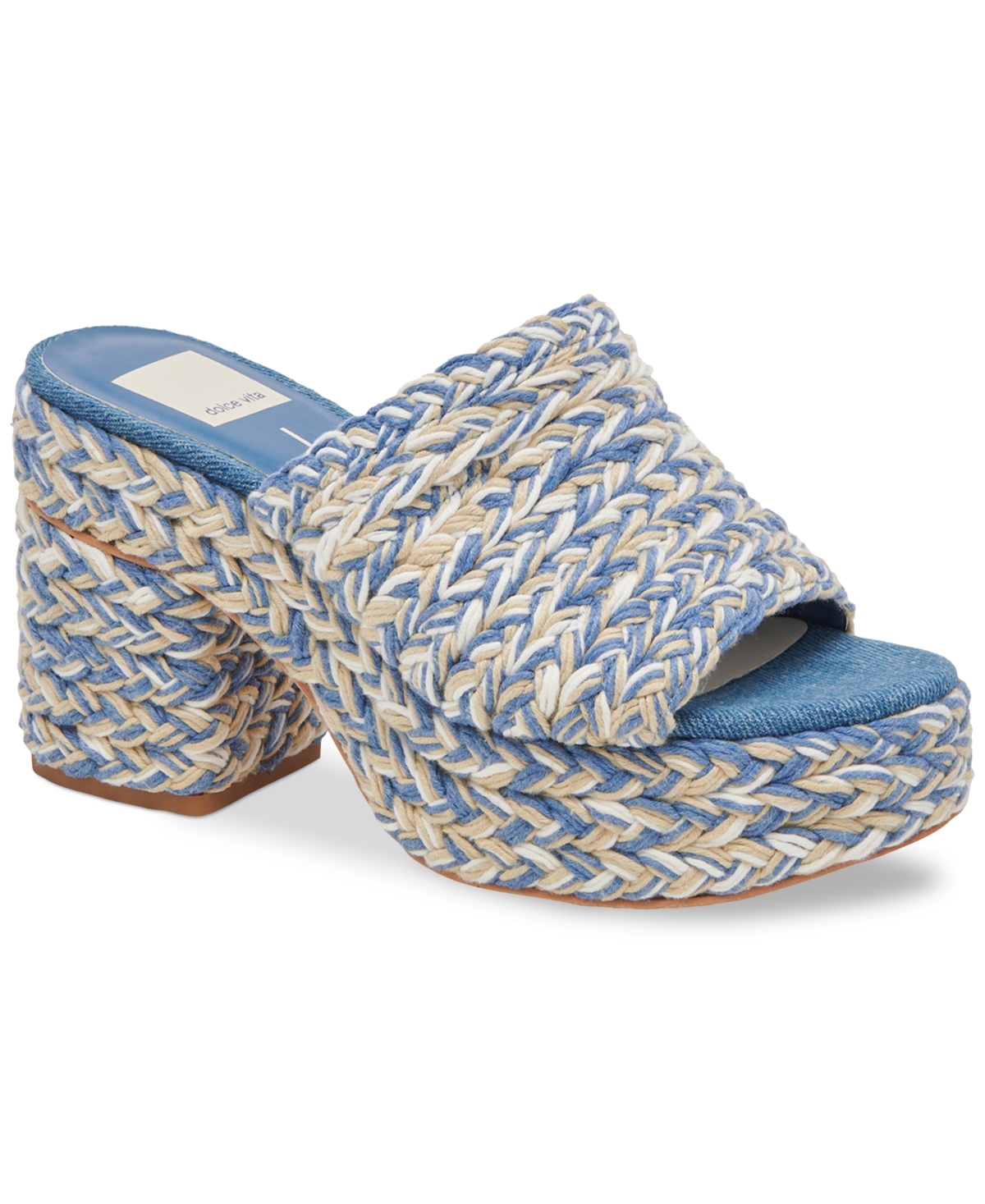 Dolce Vita Women's Lady Raffia Espadrille Platform Sandals In Blue Multi Raffia