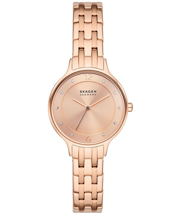 Skagen Women's earrings made of stainless steel or semi-precious in rose gold colour with post clasp, Stainless Steel, Cubic Zirconia