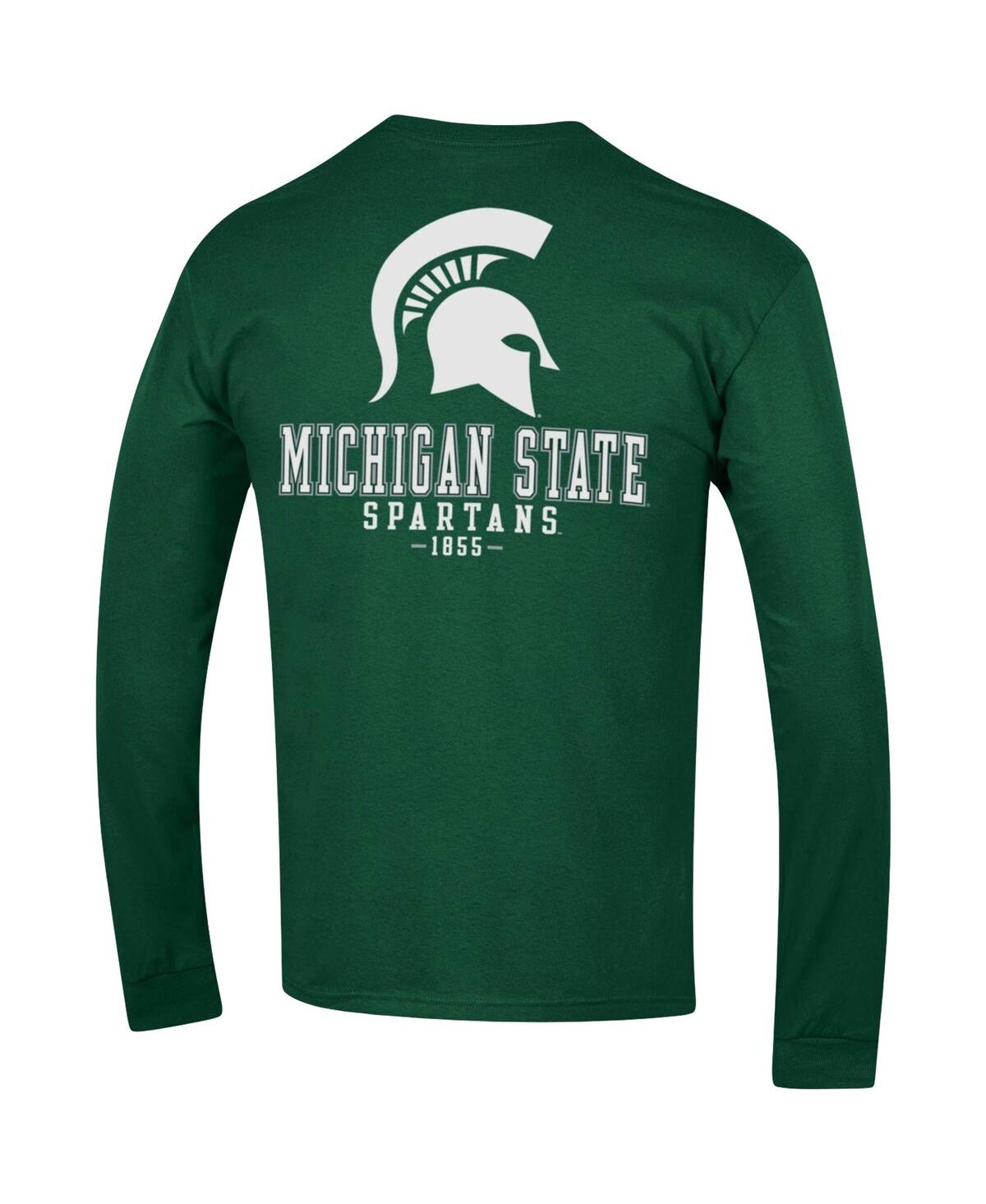 Shop Champion Men's  Green Michigan State Spartans Team Stack Long Sleeve T-shirt