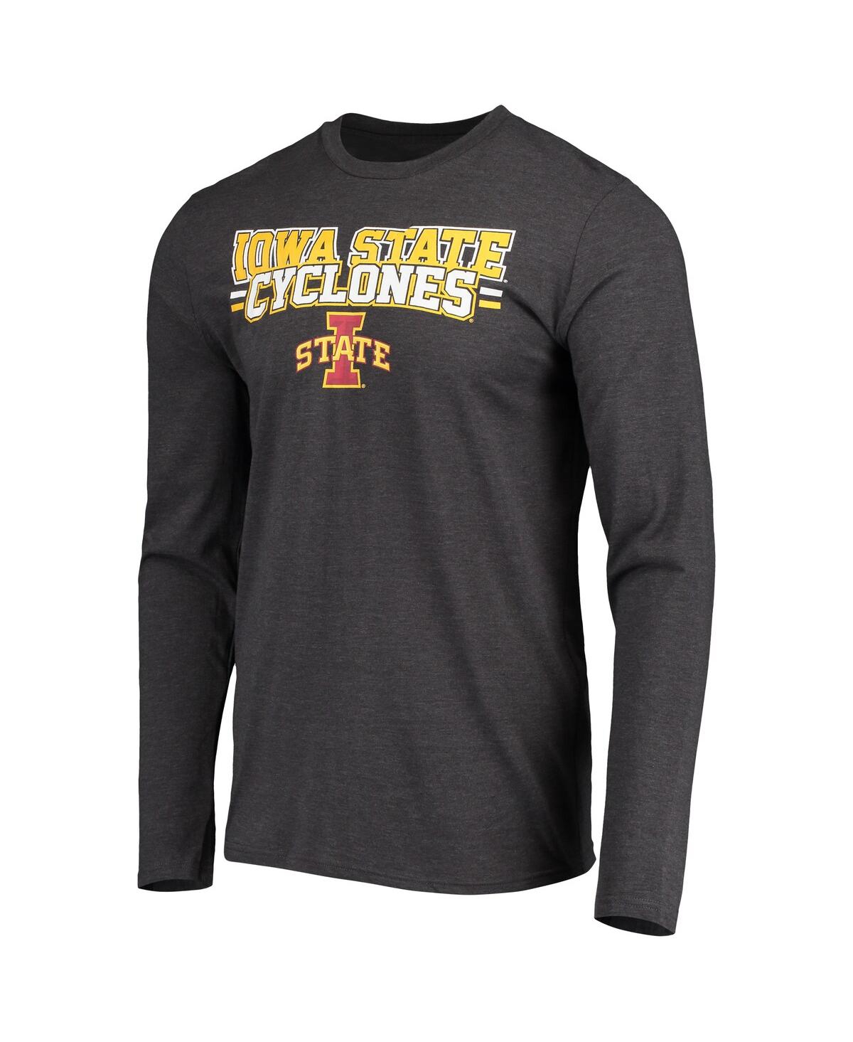 Men's Concepts Sport Heathered Charcoal Distressed Iowa State Cyclones Meter Long Sleeve T-shirt and Pants Sleep Set - Heather Cha