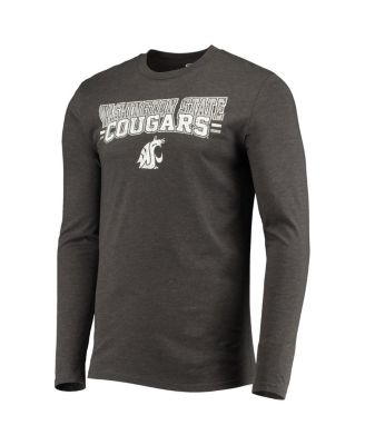 Men's Crimson, Heathered Charcoal Distressed Washington State Cougars Meter Long Sleeve T-shirt and Pants Sleep Set