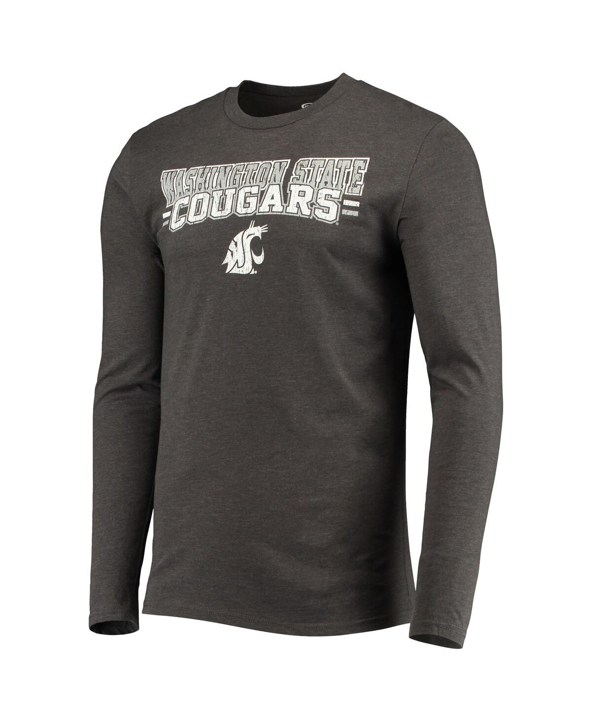 Shop Concepts Sport Men's  Crimson, Heathered Charcoal Distressed Washington State Cougars Meter Long Slee In Crimson,heather Charcoal