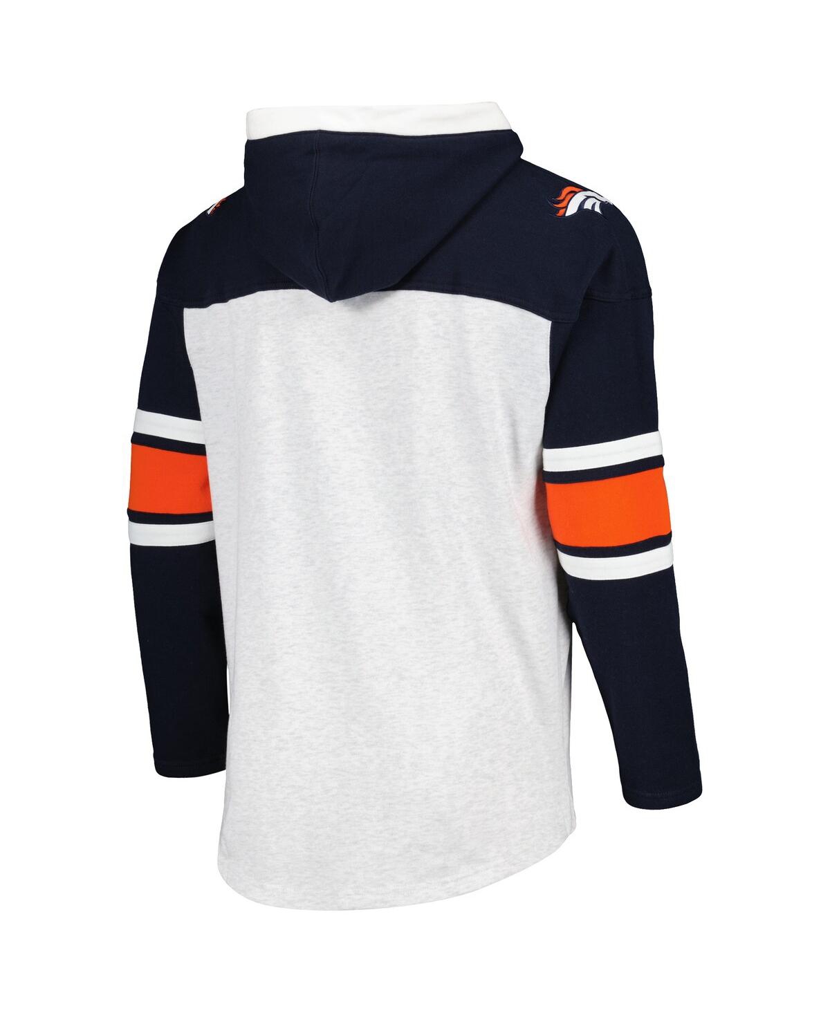 Men's '47 Brand Denver BroncosGridiron Lace-Up Pullover Hoodie - Heather Gray