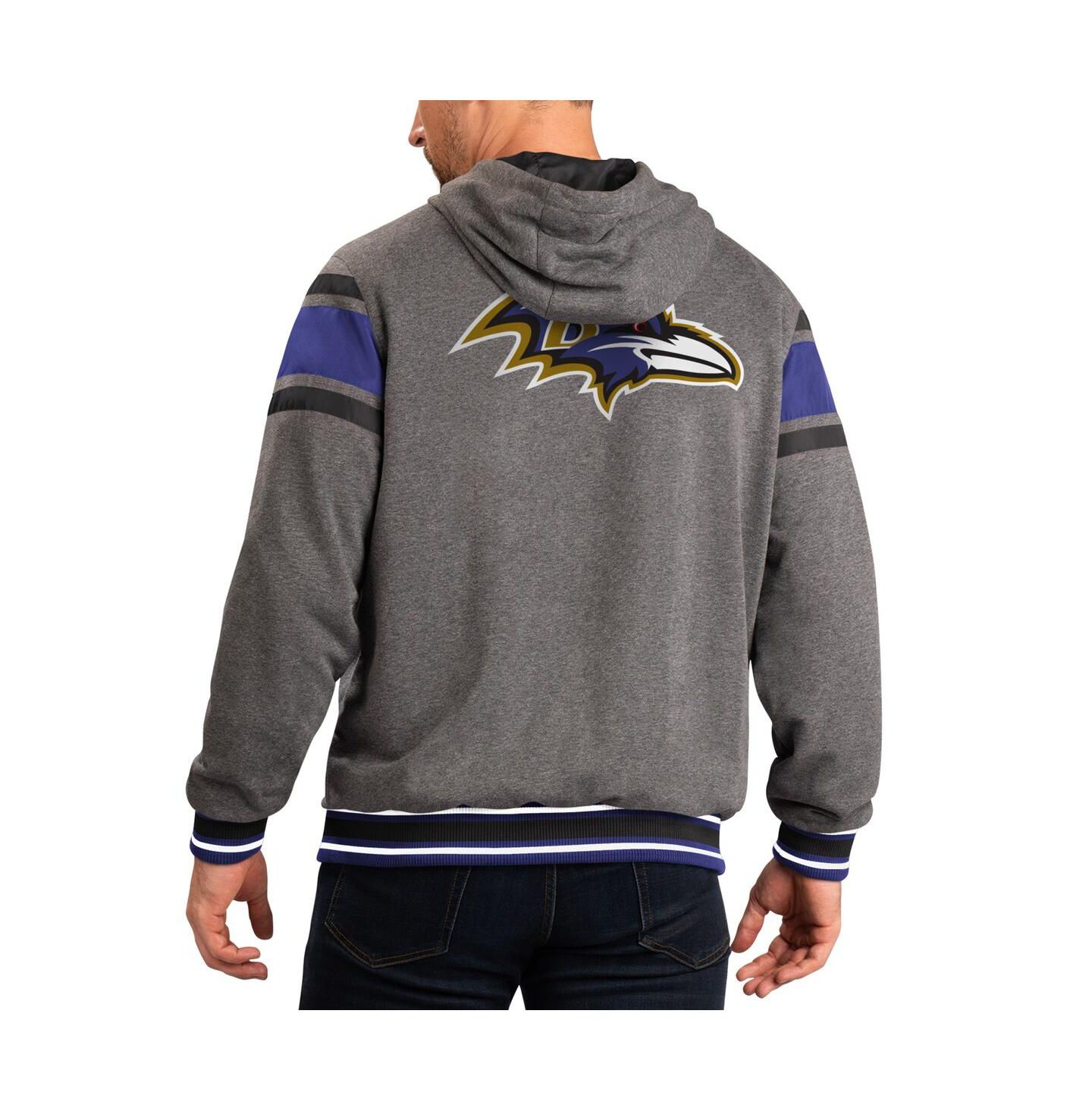 Мужские худи G-III Sports by Carl Banks Purple, Gray Baltimore Ravens Extreme Full Back Reversible Full-Zip Jacket — фото 2