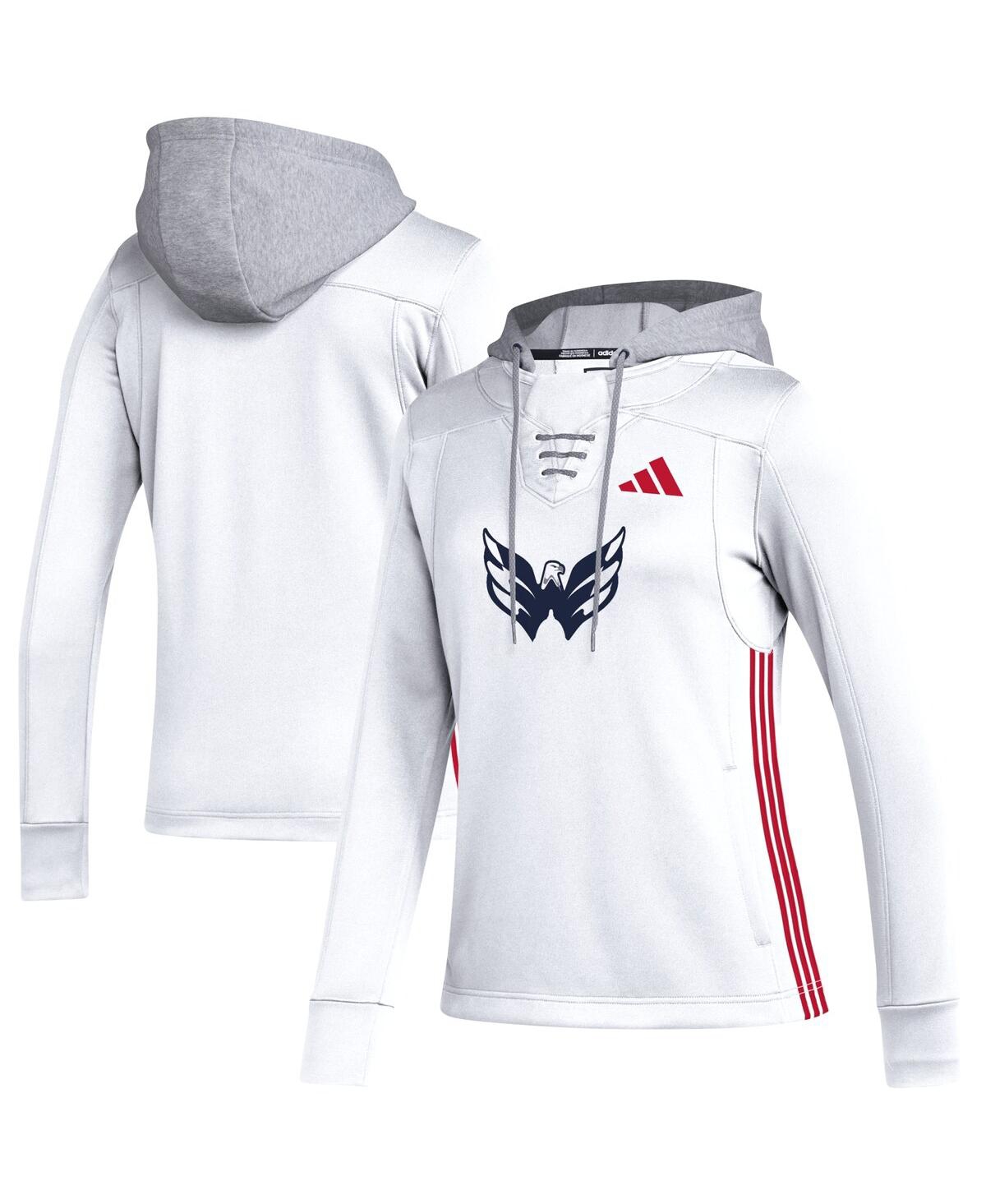 Shop Adidas Originals Women's Adidas White Washington Capitals Refresh Skate Lace Aeroready Pullover Hoodie