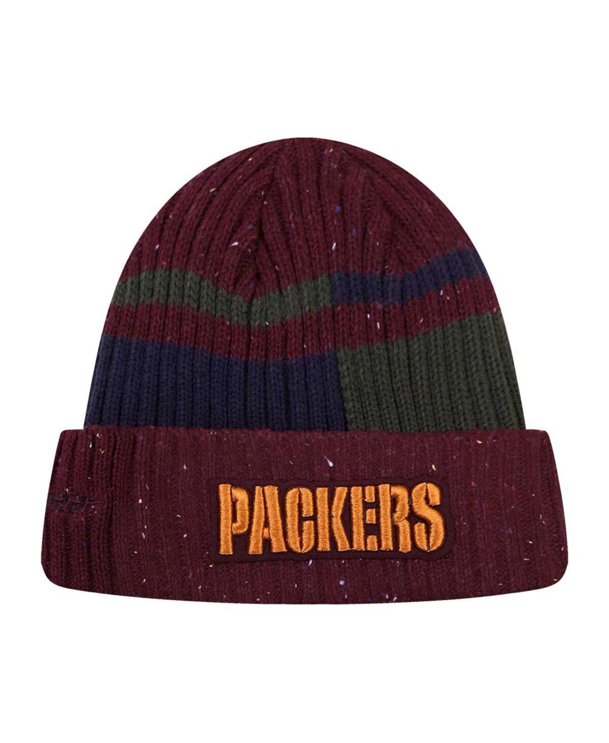 Shop Pro Standard Men's  Burgundy Green Bay Packers Speckled Cuffed Knit Hat