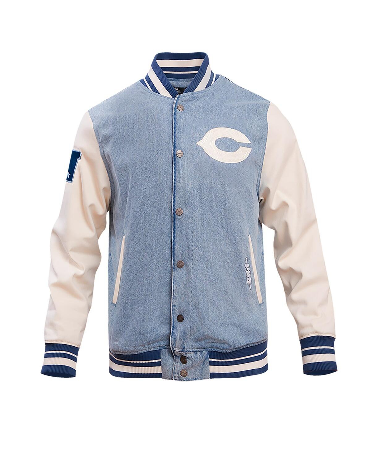 Shop Pro Standard Men's  Denim Distressed Chicago Bears Varsity Blues Full-snap Varsity Jacket