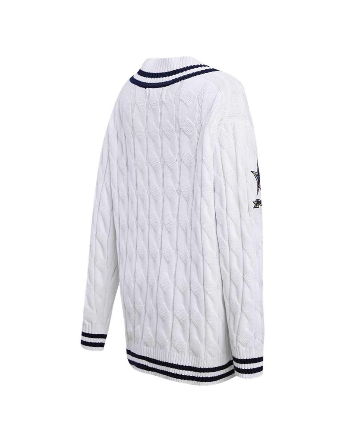 Shop Pro Standard Women's  White Dallas Cowboys Prep V-neck Pullover Sweater