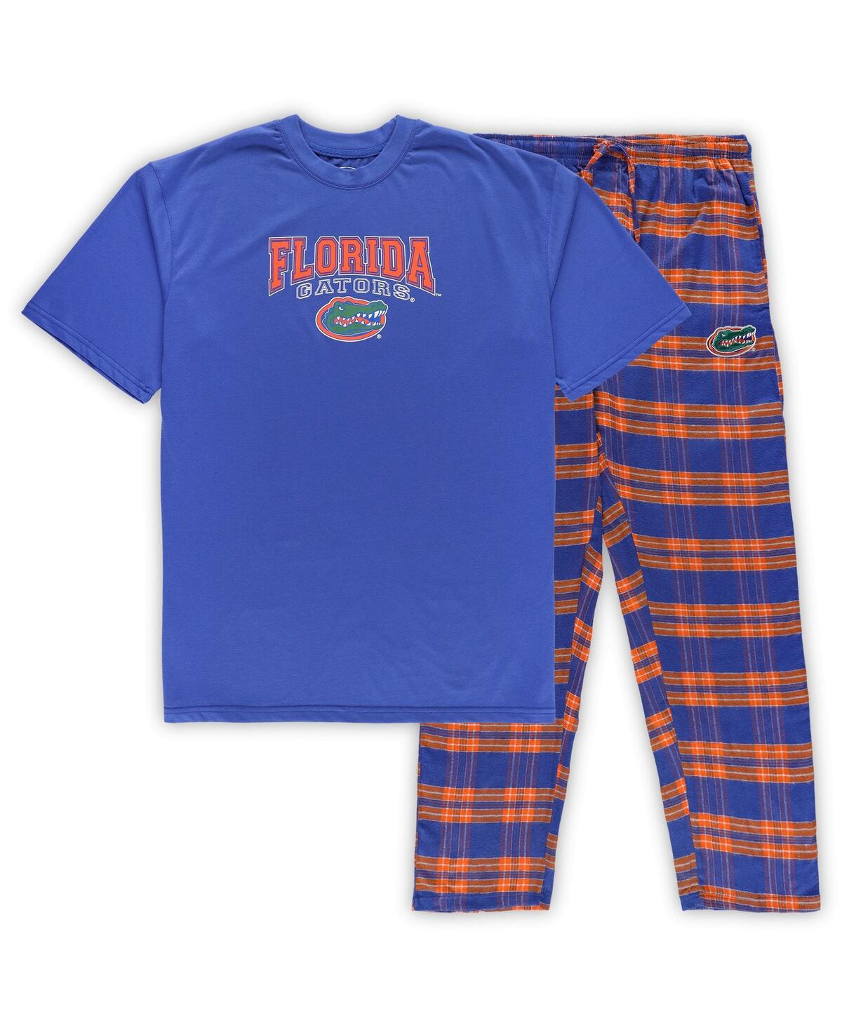 Shop Profile Men's  Royal, Orange Florida Gators Big And Tall 2-pack T-shirt And Flannel Pants Set In Royal,orange