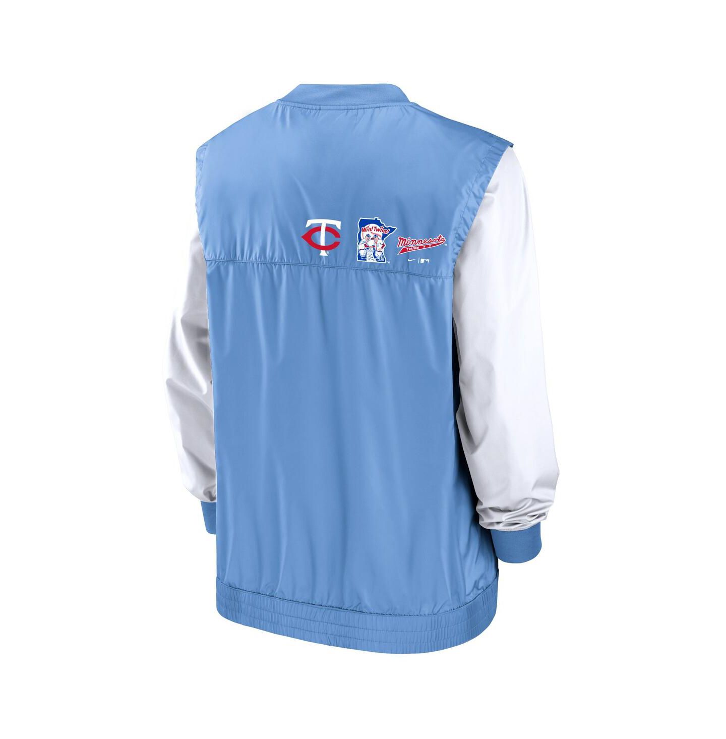 Мужские свитеры Nike White, Light Blue Minnesota Twins Rewind Warmup V-Neck Pullover Jacket — фото 3