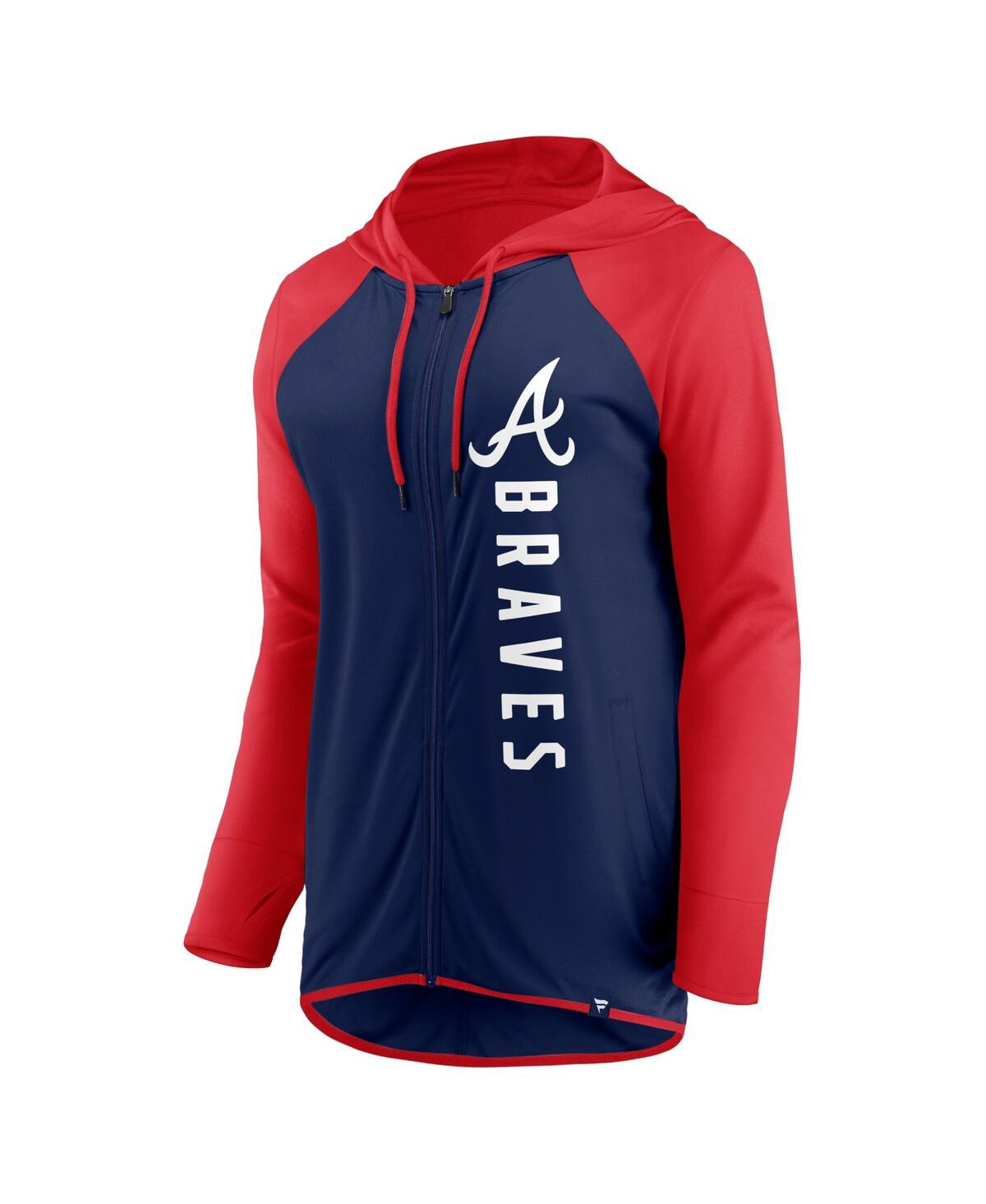 Shop Fanatics Women's  Navy, Red Atlanta Braves Forever Fan Full-zip Hoodie Jacket In Navy,red