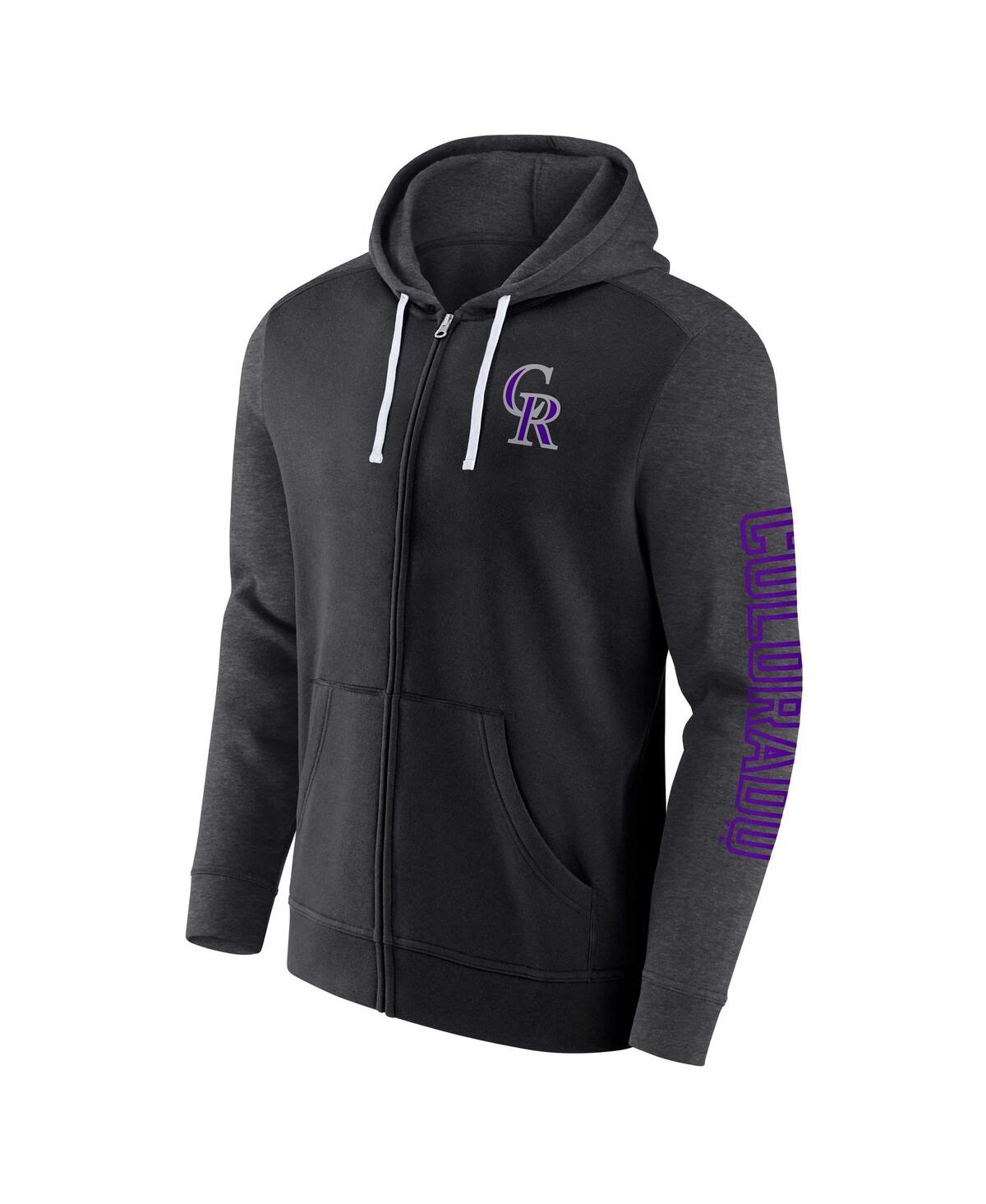 Shop Fanatics Men's  Black Colorado Rockies Offensive Line Up Full-zip Hoodie