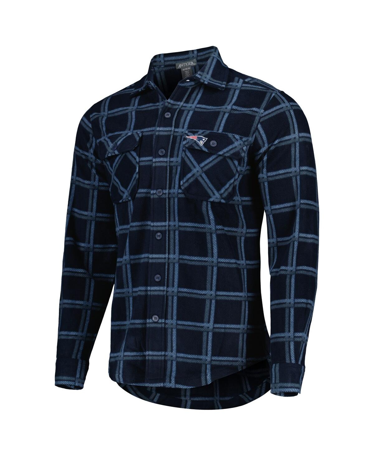 Shop Antigua Men's  Navy New England Patriots Industry Flannel Button-up Shirt Jacket