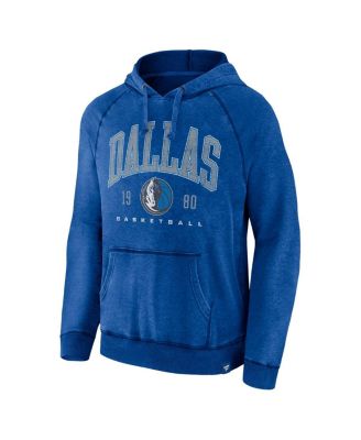 Men's Heather Blue Distressed Dallas Mavericks Foul Trouble Snow Wash Raglan Pullover Hoodie