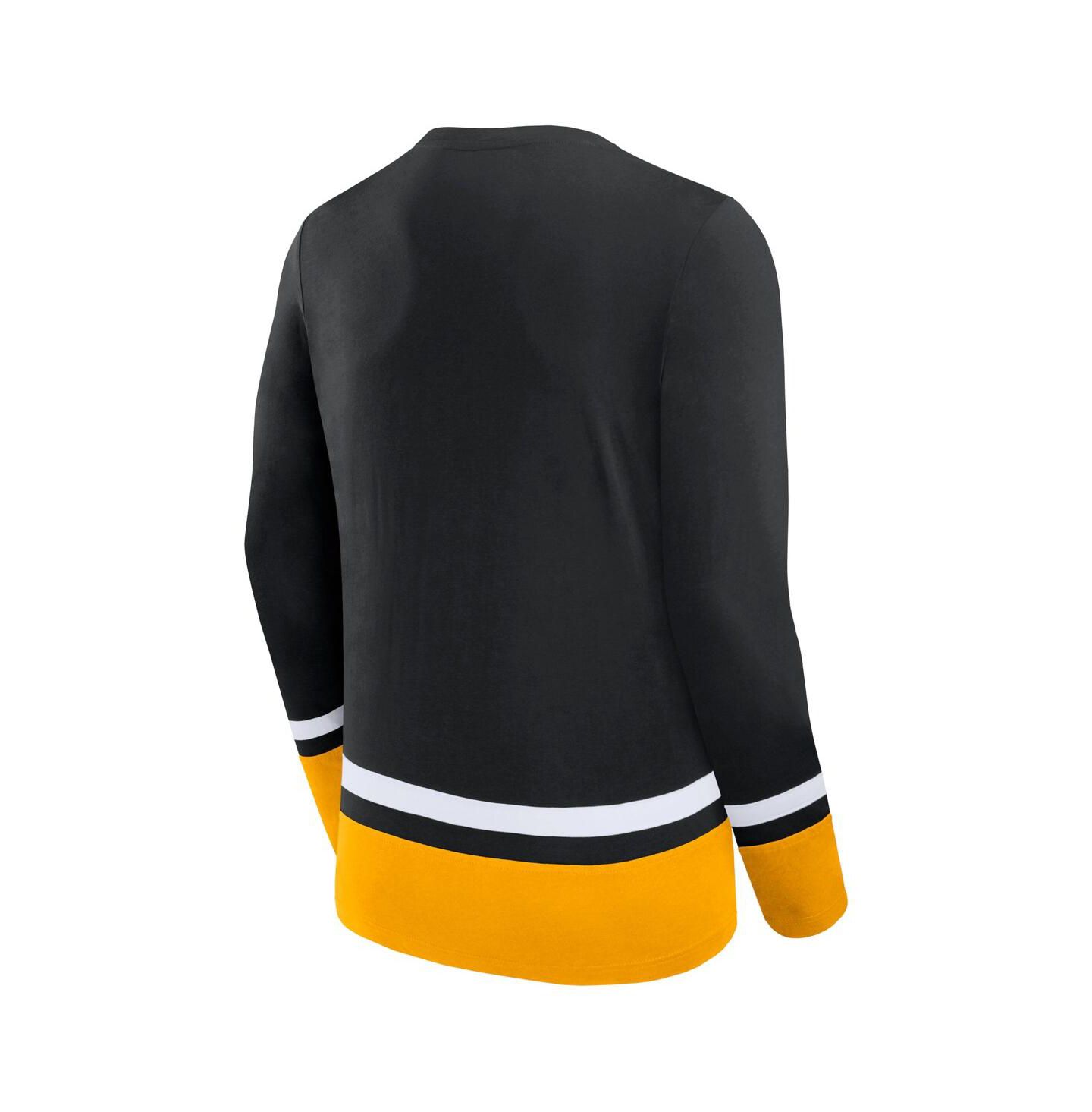Мужская футболка Fanatics Black Boston Bruins Back Pass Lace-Up Long Sleeve — фото 3