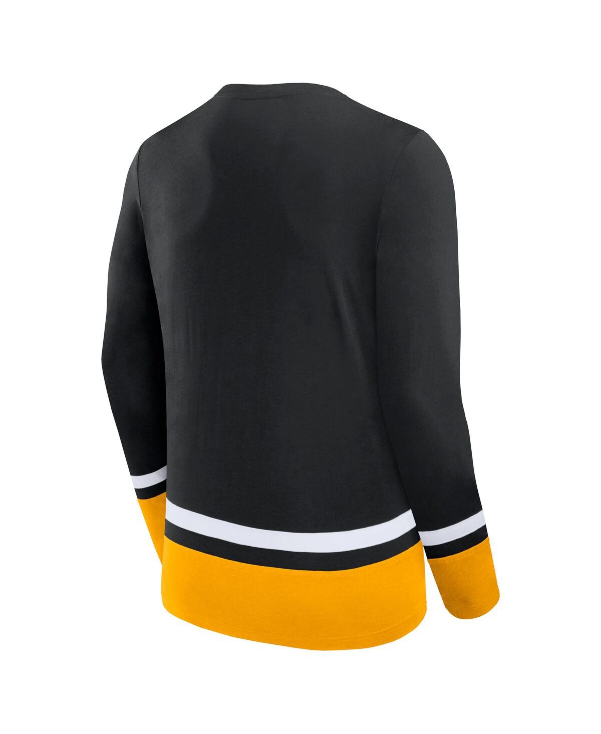 Men's FanaticsBoston Bruins Back Pass Lace-Up Long Sleeve T-shirt - Black