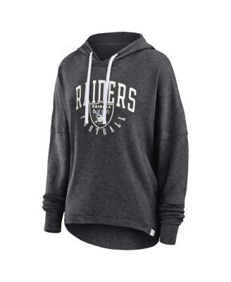Women's Charcoal Distressed Las Vegas Raiders Lounge Helmet Arch Pullover Hoodie