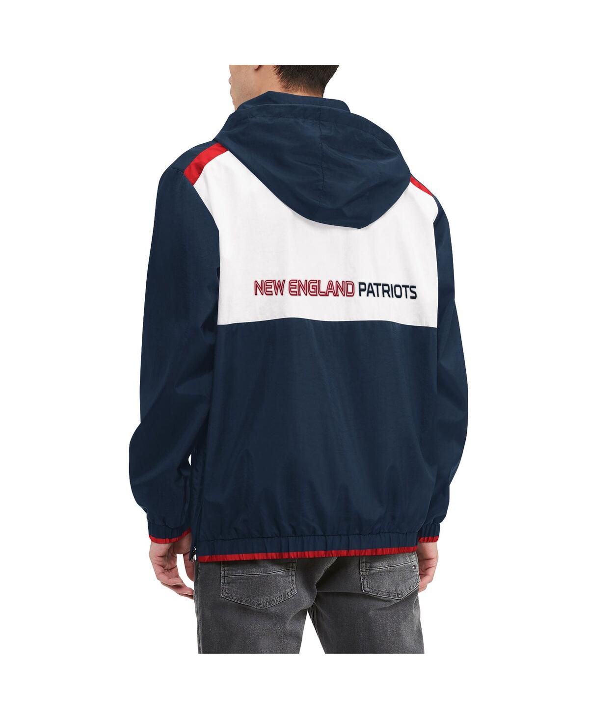 Tommy Hilfiger Men's  Navy, White New England Patriots Carter Half-zip Hooded Top In Navy,white