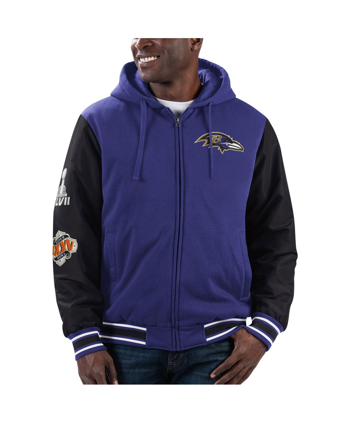 Shop G-iii Sports By Carl Banks Men's  Purple, Black Baltimore Ravens Player Option Full-zip Hoodie Jacket In Purple,black