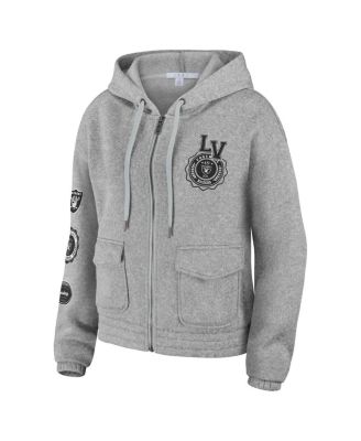 Women's Heather Gray Las Vegas Raiders Full-Zip Hoodie