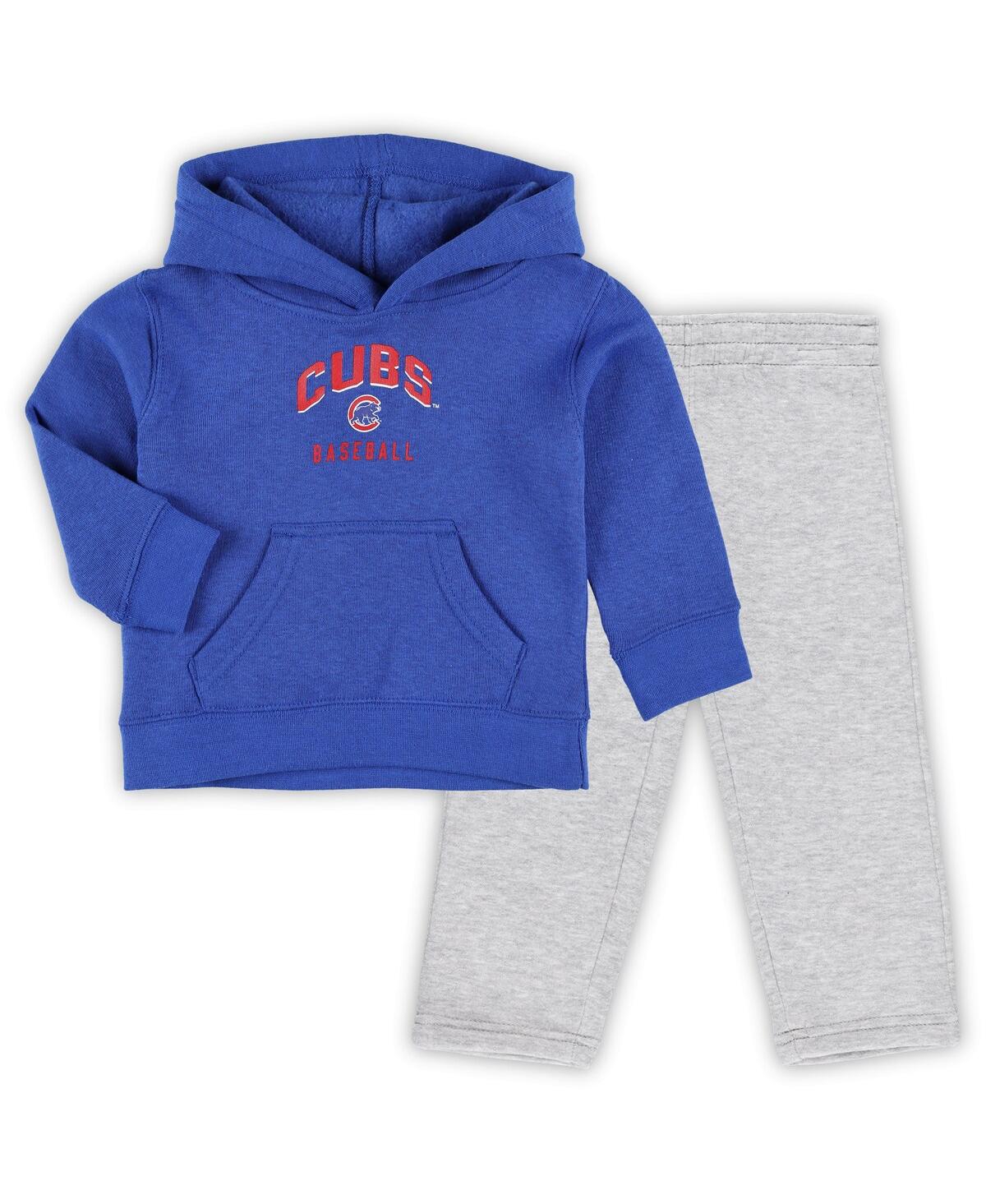 Shop Outerstuff Infant Boys And Girls Royal, Heather Gray Chicago Cubs Play By Play Pullover Hoodie And Pants Set In Royal,heather Gray